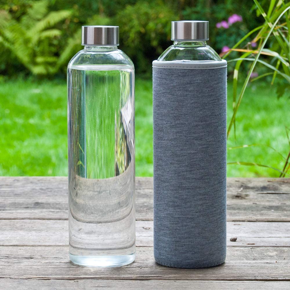 T&N Glasflasche mit grauer Ummantelung